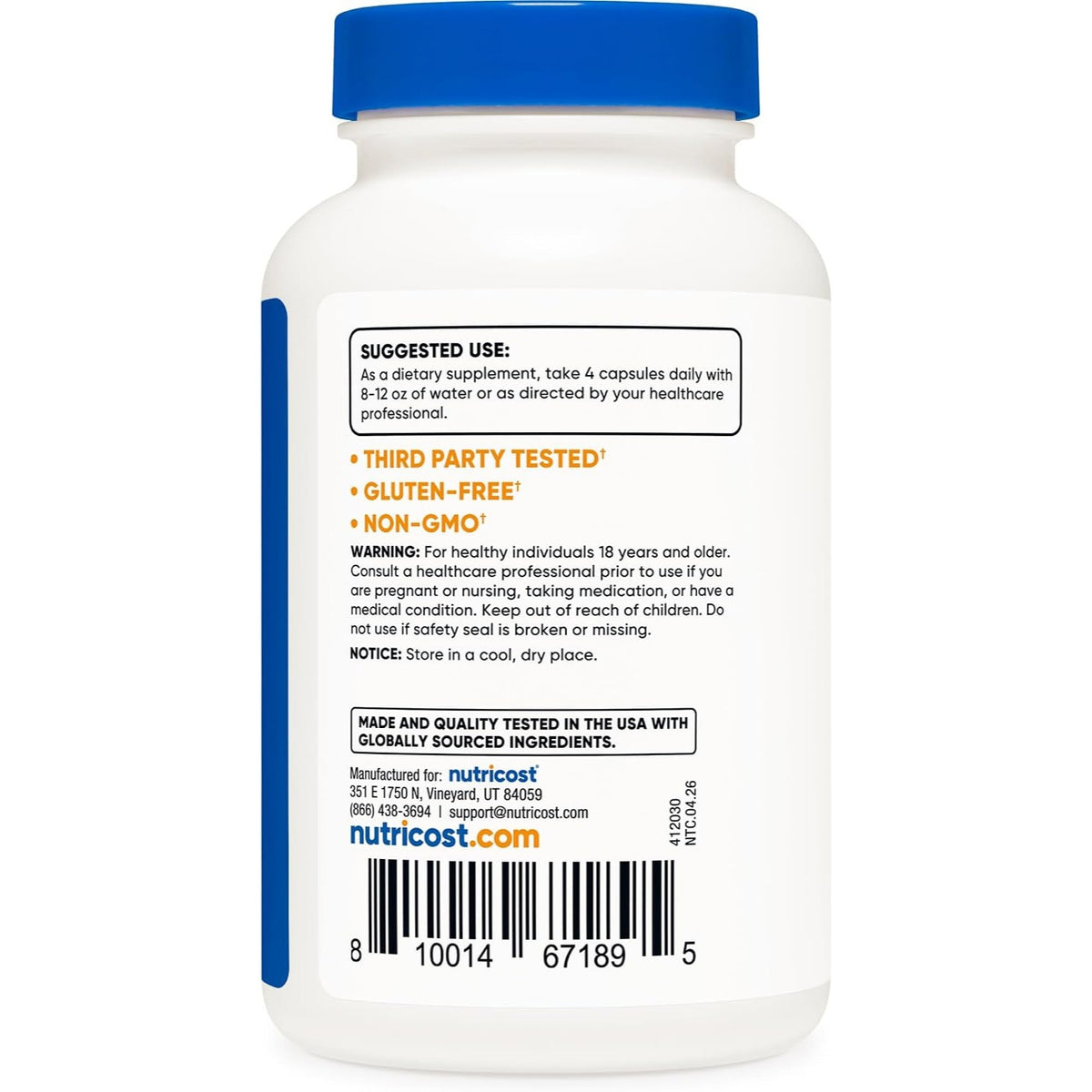 Nutricost Citrato de Magnesio 420 mg 120 Cápsulas Vegetales