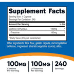 Nutricost Cafeína con L-teanina 240 cápsulas sfn