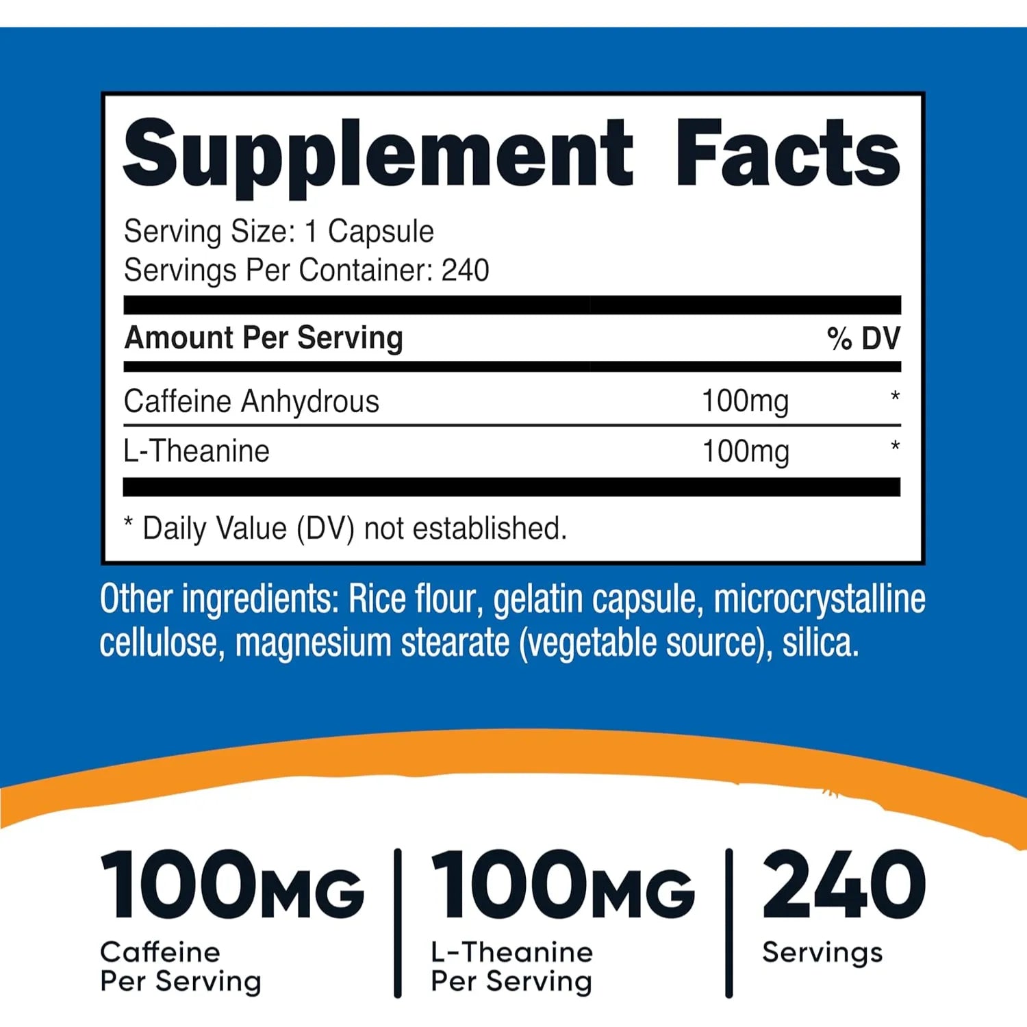 Nutricost Cafeína con L-teanina 240 cápsulas sfn