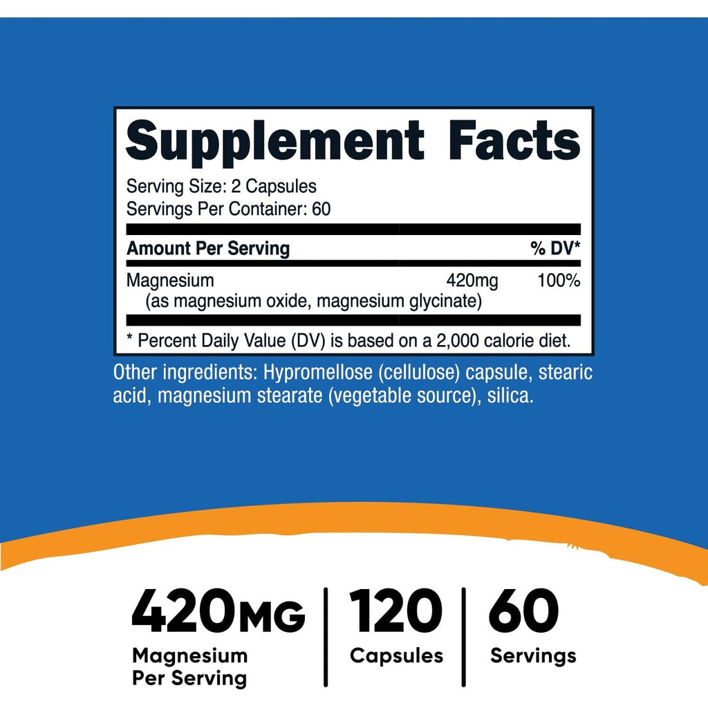 Nutricost Glicinato De Magnesio 420 Mg 120 Cápsulas