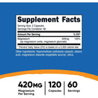 Nutricost Glicinato De Magnesio 420 Mg 120 Cápsulas