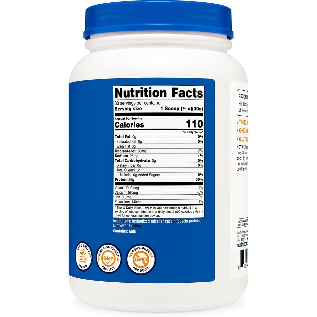 Nutricost Proteína de Caseína Micelar 30 Porciones Sin Sabor 2 lb