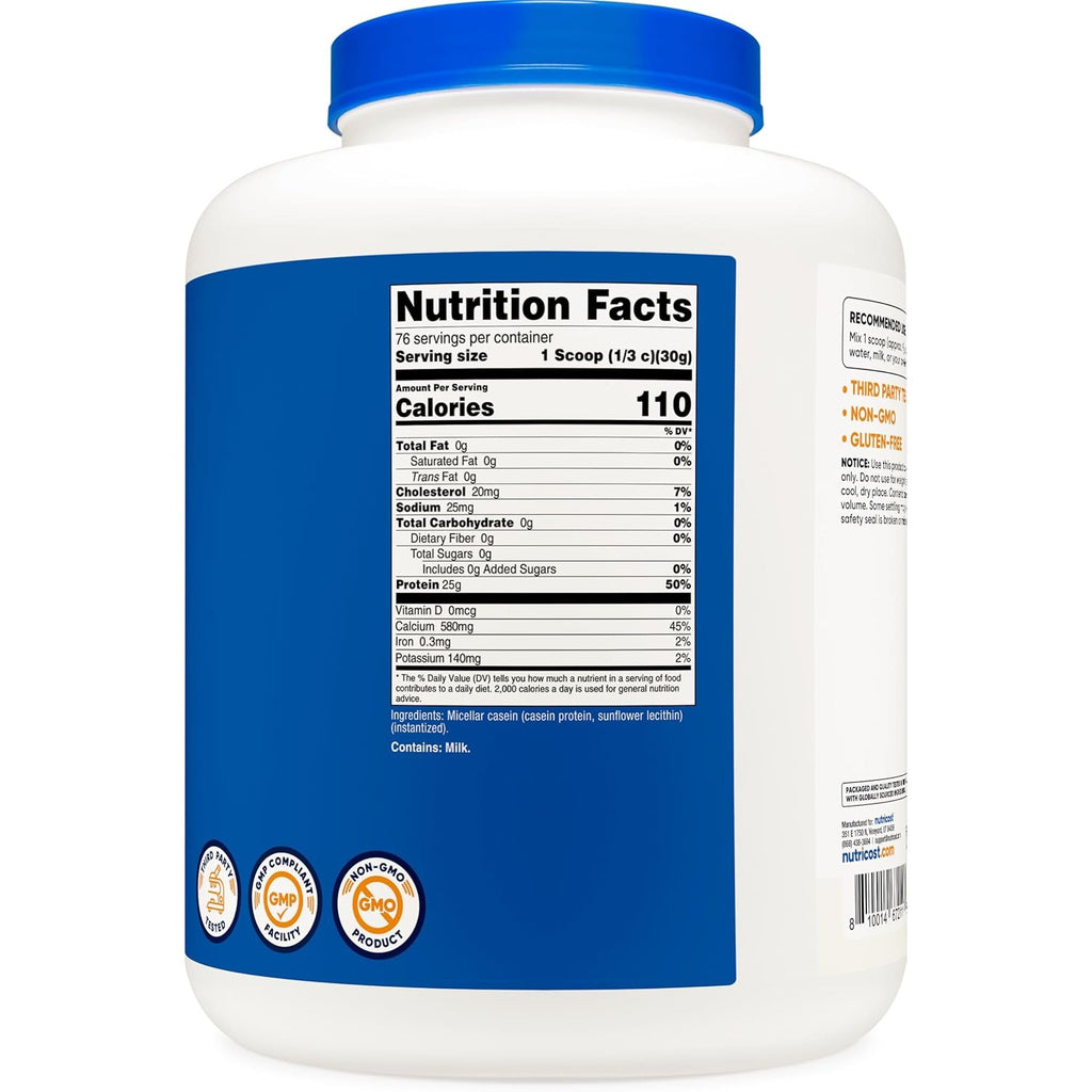 Nutricost Proteína de Caseína 71 Porciones 2268 g Sin Sabor