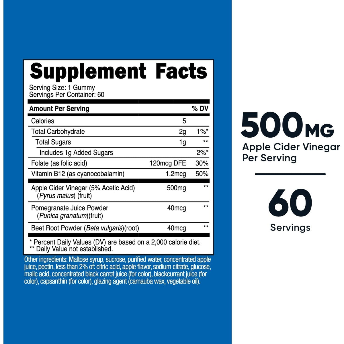 Nutricost Vinagre de Sidra de Manzana 500 mg 60 Gomitas Manzana