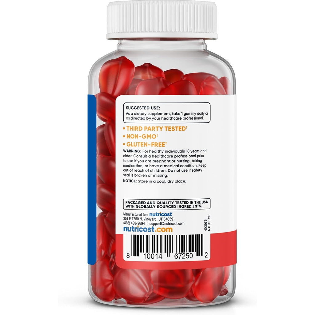 Nutricost Vinagre de Sidra de Manzana 500 mg 60 Gomitas Manzana