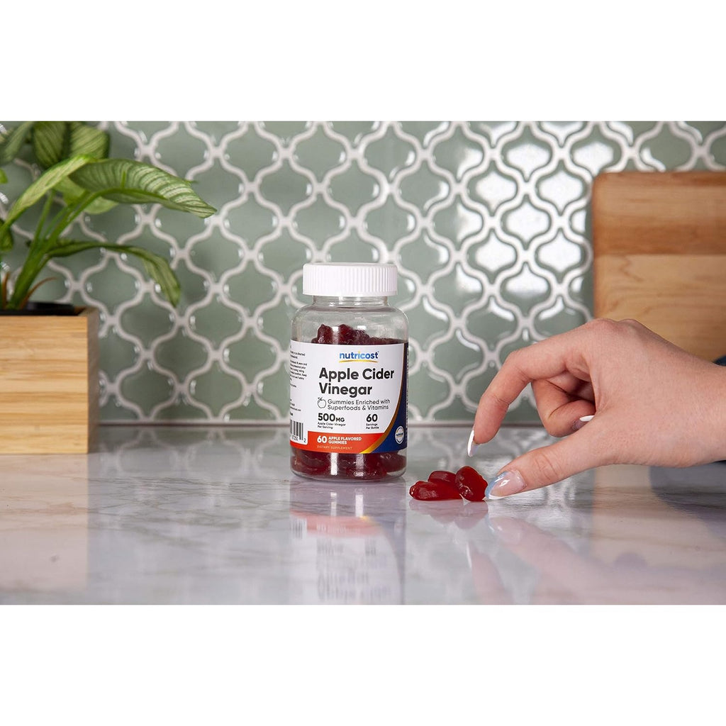 Nutricost Vinagre de Sidra de Manzana 500 mg 60 Gomitas Manzana