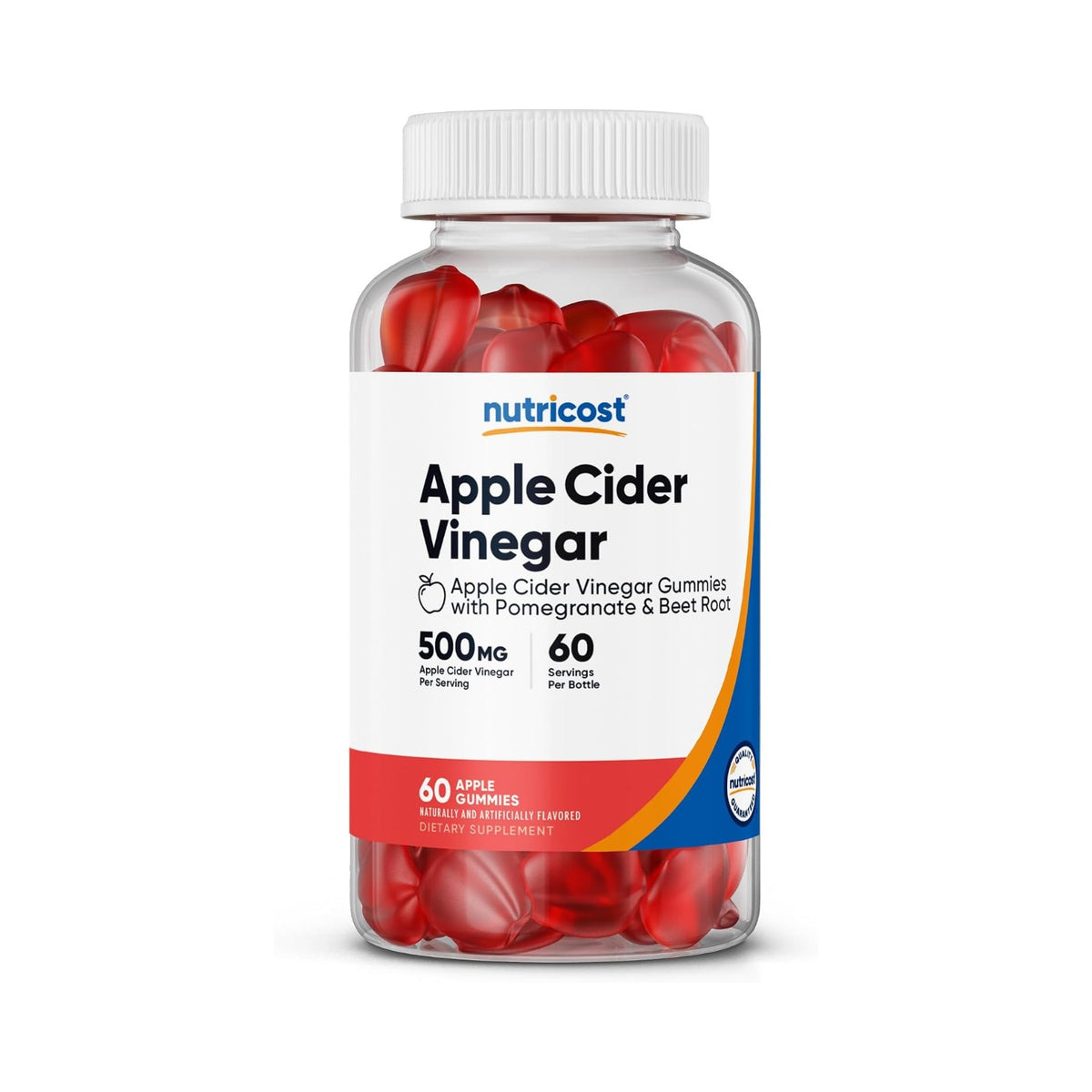 Nutricost Vinagre de Sidra de Manzana 500 mg 60 Gomitas Manzana