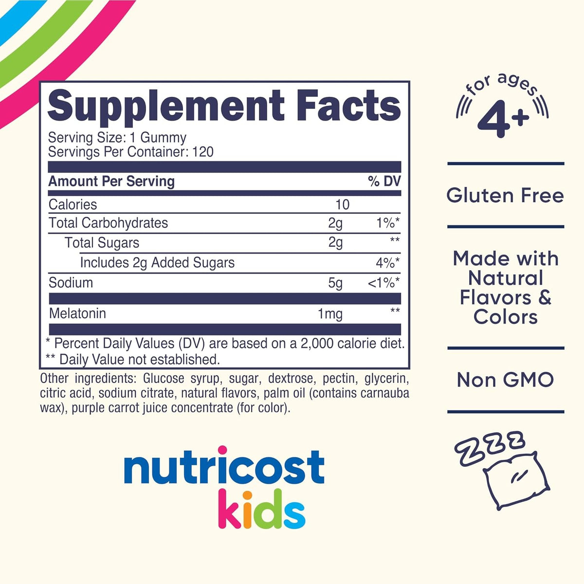 Nutricost Melatonina para Niños +4 Años 1 mg 120 Gomitas
