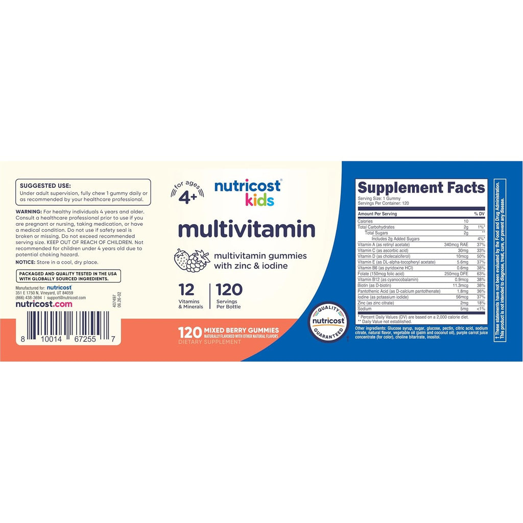 Nutricost Kids Multivitamínico para Niños 120 Gomitas