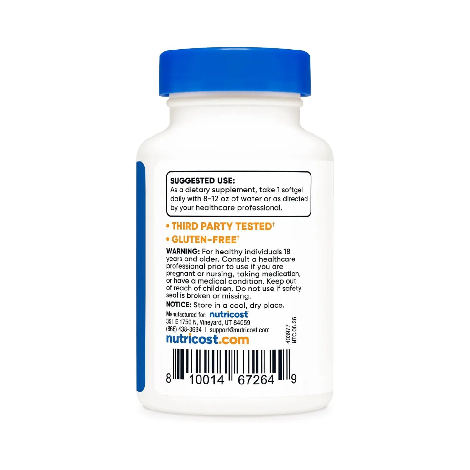 Nutricost Vitamina K2 MK-7 100 mcg, 240 cápsulas blandas, sin gluten, sin OMG