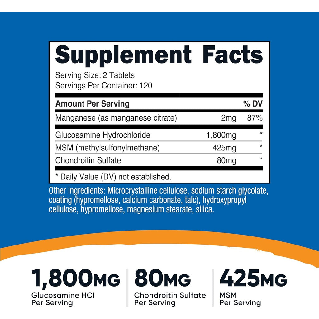 Nutricost Glucosamina 1800 mg con Condroitina y MSM 240 Tabletas