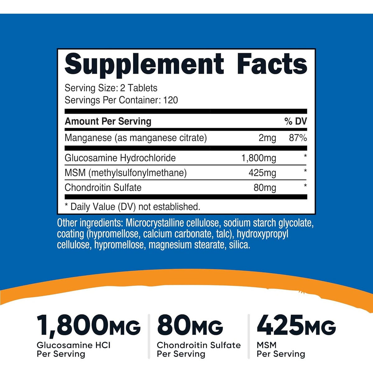 Nutricost Glucosamina 1800 mg con Condroitina y MSM 240 Tabletas