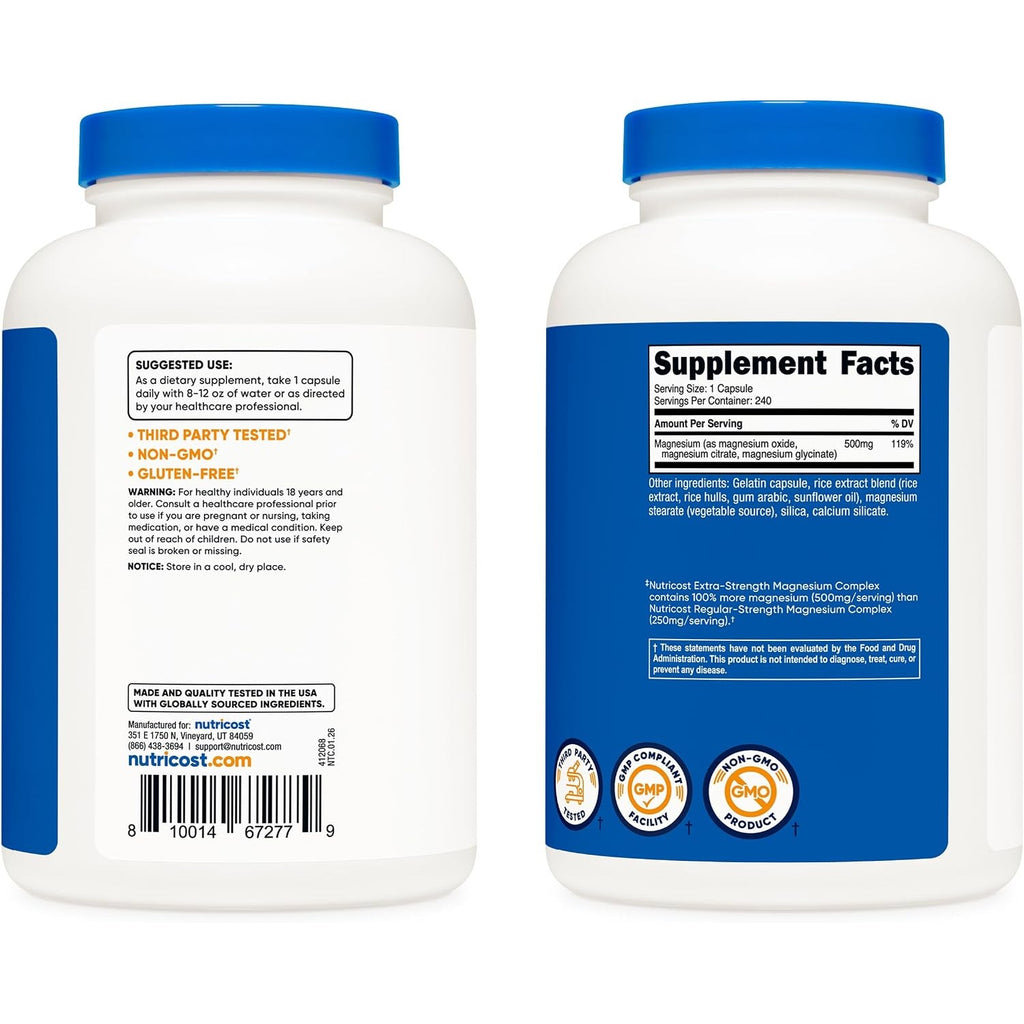 Nutricost Complejo De Magnesio 500 Mg 240 Cápsulas