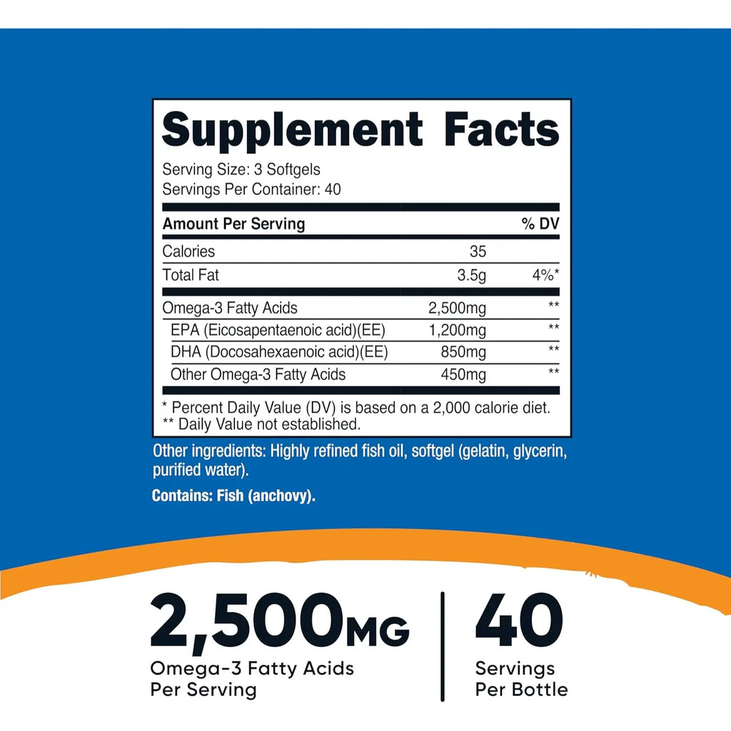 Nutricost Omega 3, Epa 1200 Mg Dha 910 Mg 120 Sgels Sfn