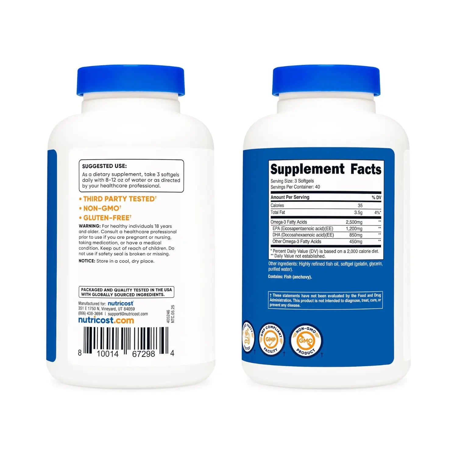 Nutricost Omega 3, Epa 1200 Mg Dha 910 Mg 120 Sgels Sfn
