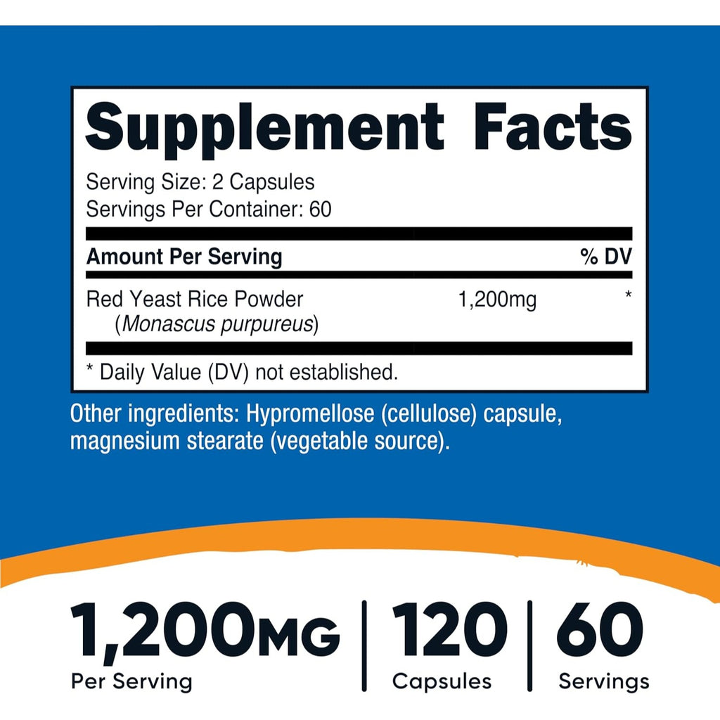 Nutricost Arroz de Levadura Roja 1200 mg 120 Cápsulas