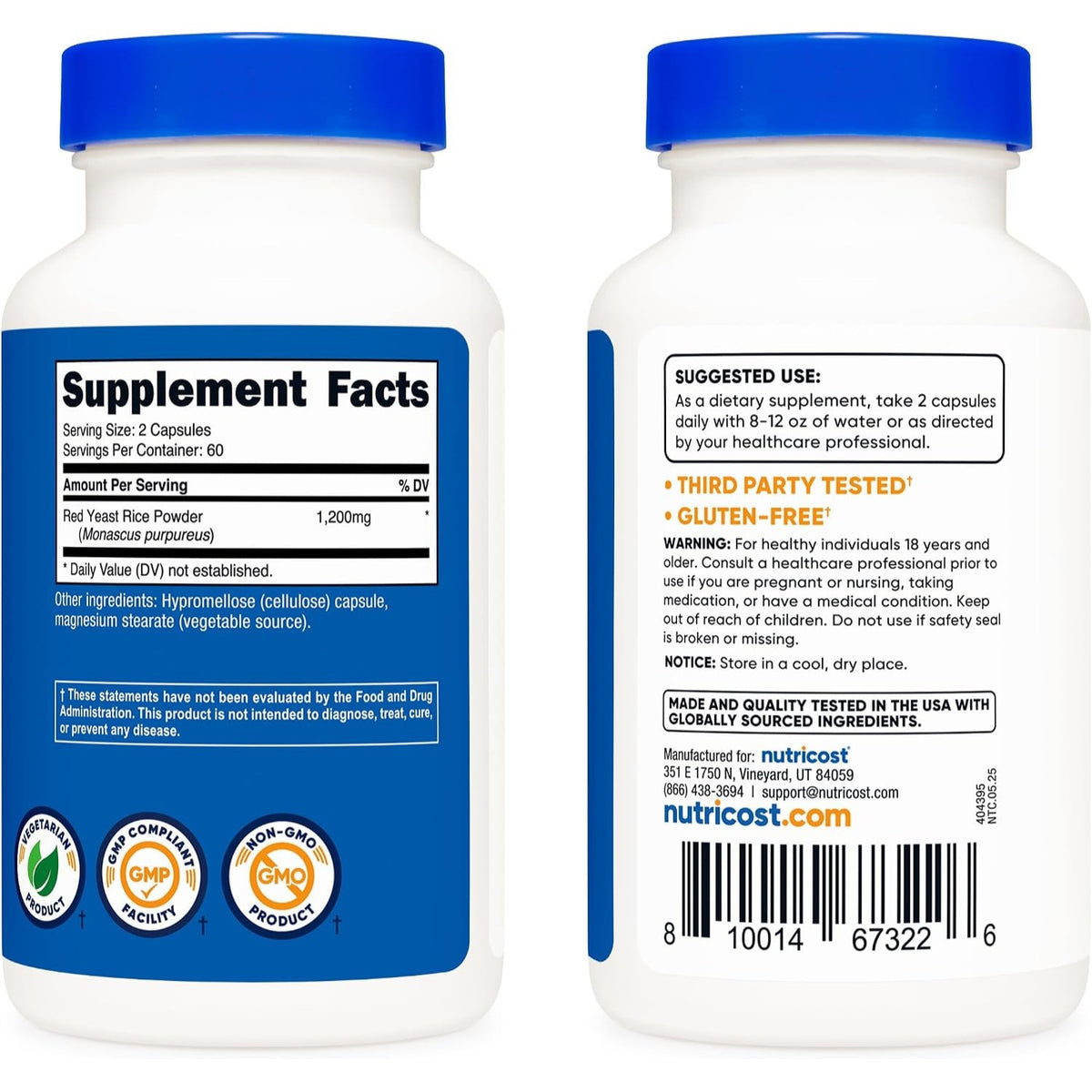 Nutricost Arroz de Levadura Roja 1200 mg 120 Cápsulas
