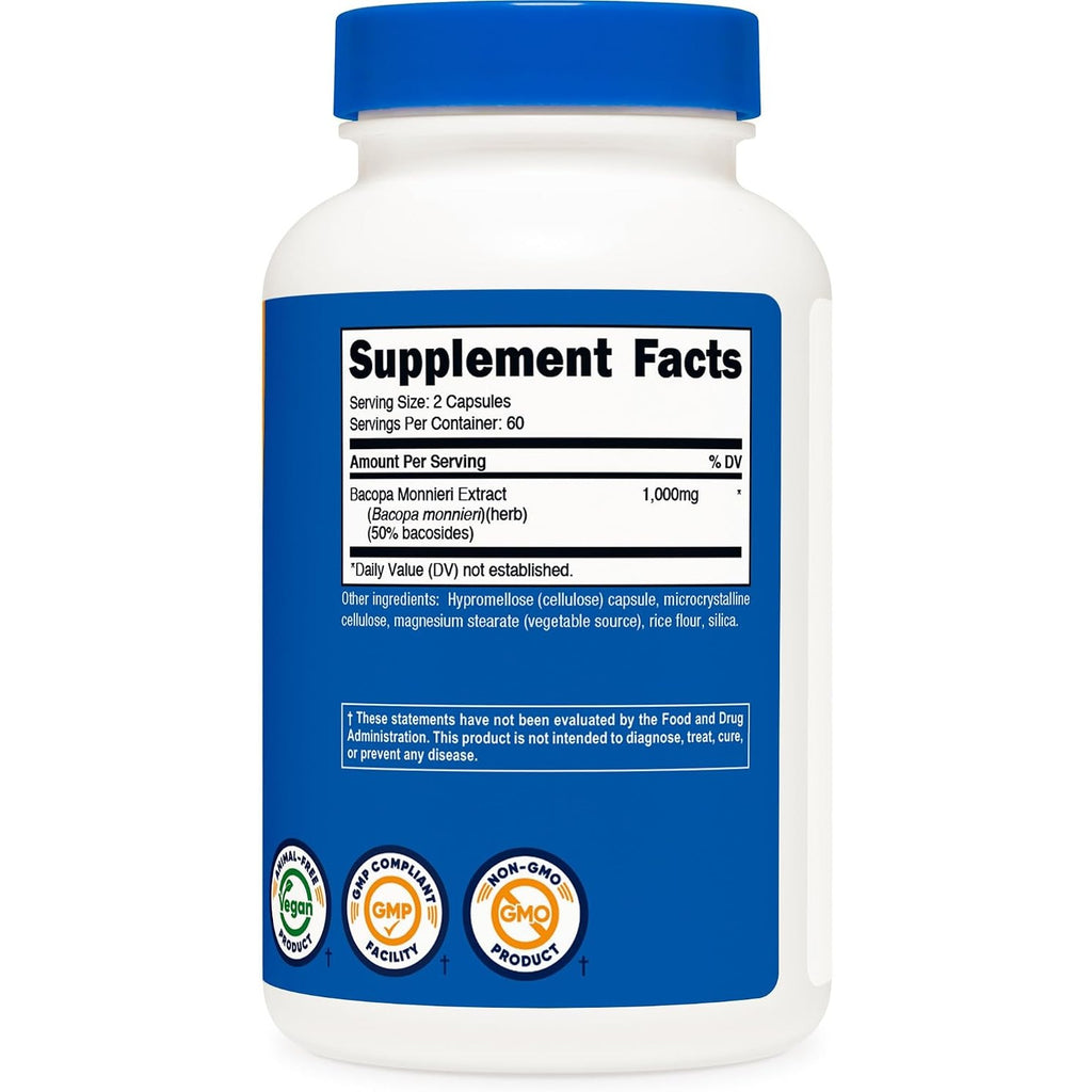 Nutricost Bacopa Monnieri 1000 mg 120 Cápsulas Vegetales