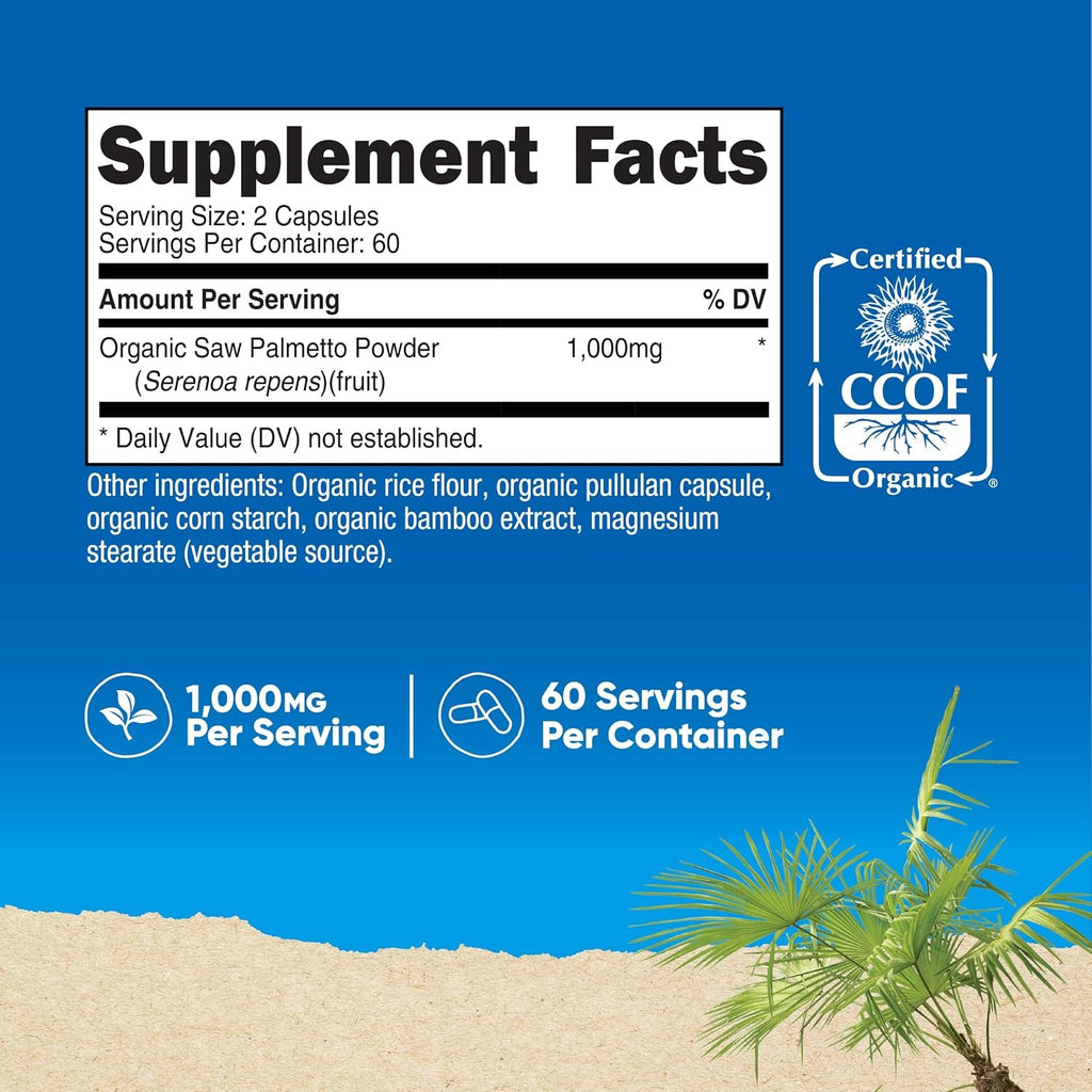 Nutricost Saw Palmetto Orgánico 1000 mg 120 Cápsulas Vegetales