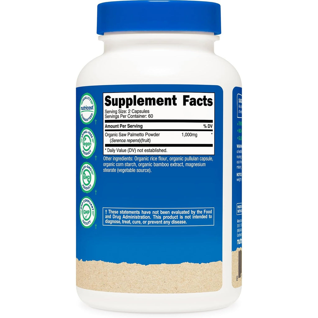 Nutricost Saw Palmetto Orgánico 1000 mg 120 Cápsulas Vegetales
