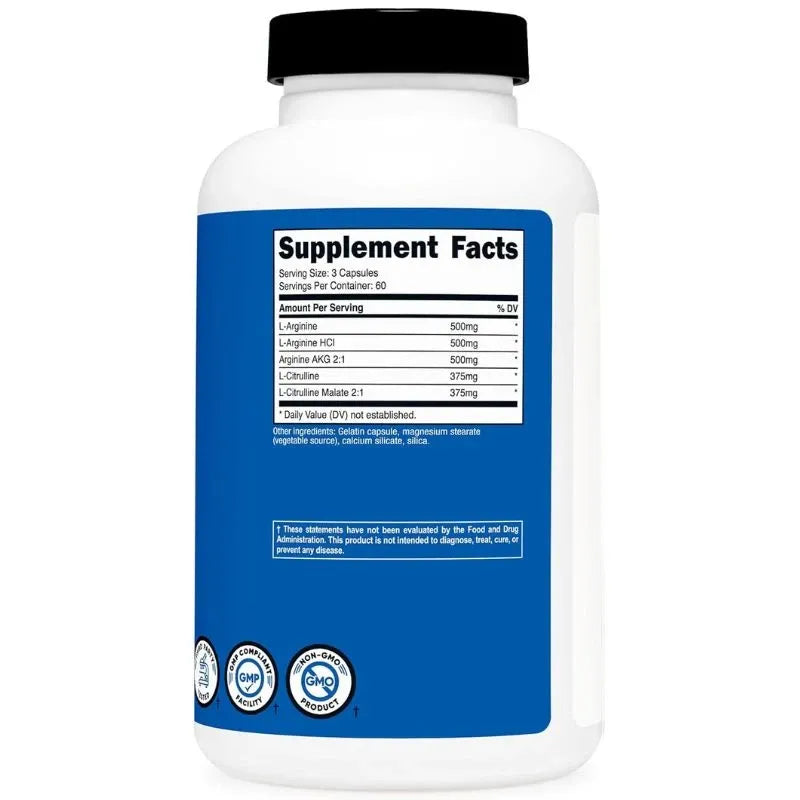 Nutricost Potenciador de óxido nítrico 2250 mg | 180 Cápsulas