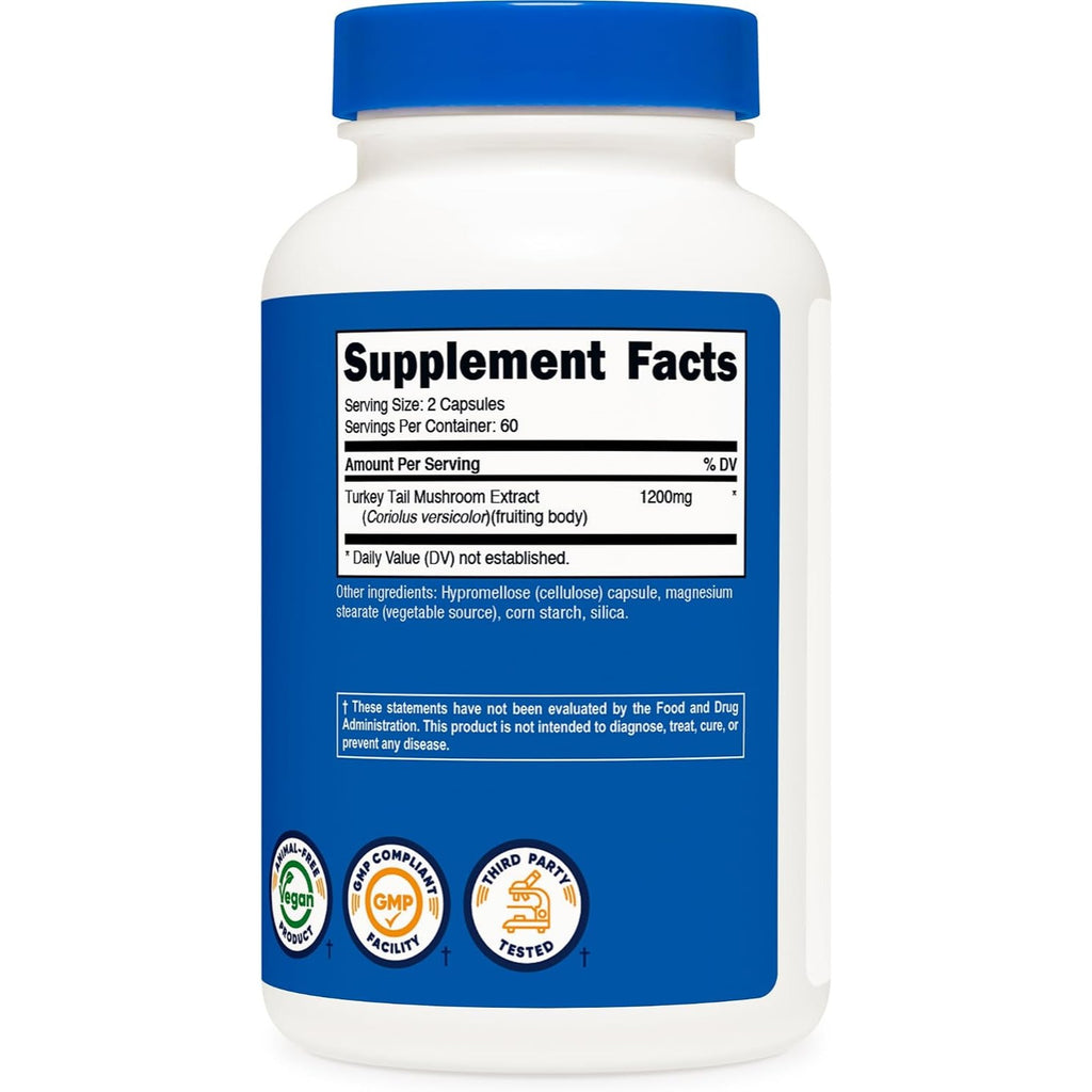 Nutricost Hongo Cola de Pavo 1200 mg 120 Cápsulas Vegetales
