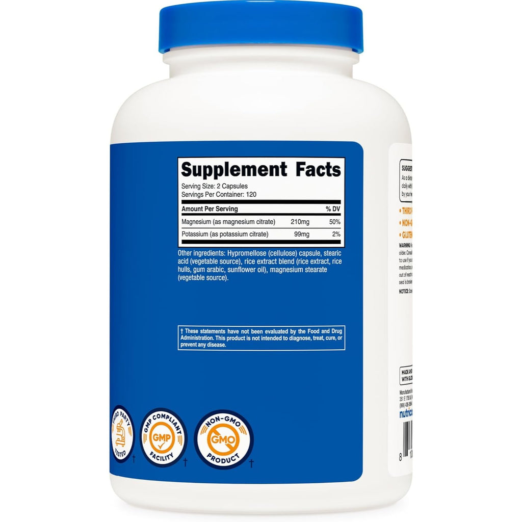 Nutricost Potasio y Magnesio 99 mg / 210 mg 240 Cápsulas