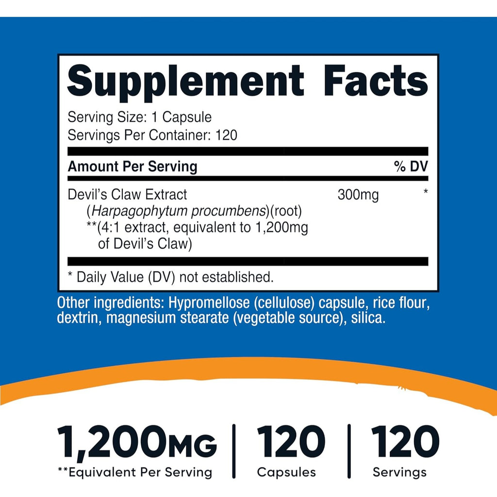 Nutricost Garra del Diablo Extracto 4:1 300 mg 120 Cápsulas