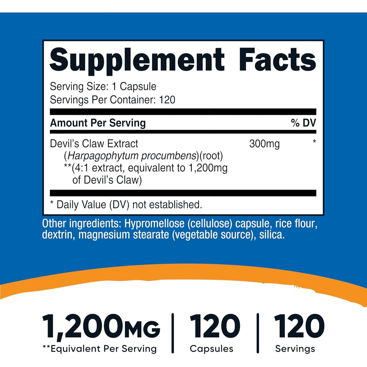 Nutricost Garra del Diablo Extracto 4:1 300 mg 120 Cápsulas