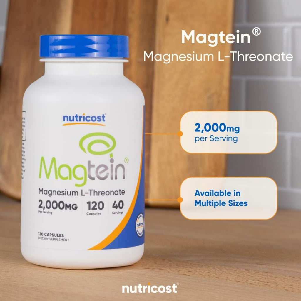 Nutricost Magtein L-Treonato de Magnesio 2000 mg 120 Cápsulas