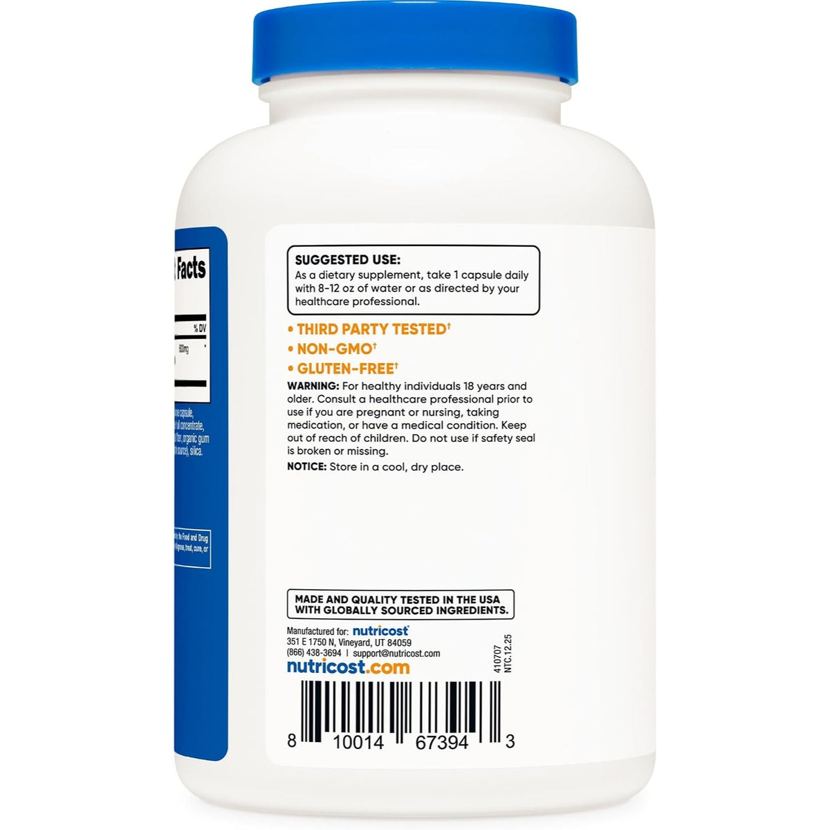 Nutricost Extracto de Alcachofa 600 mg 240 Cápsulas Vegetales