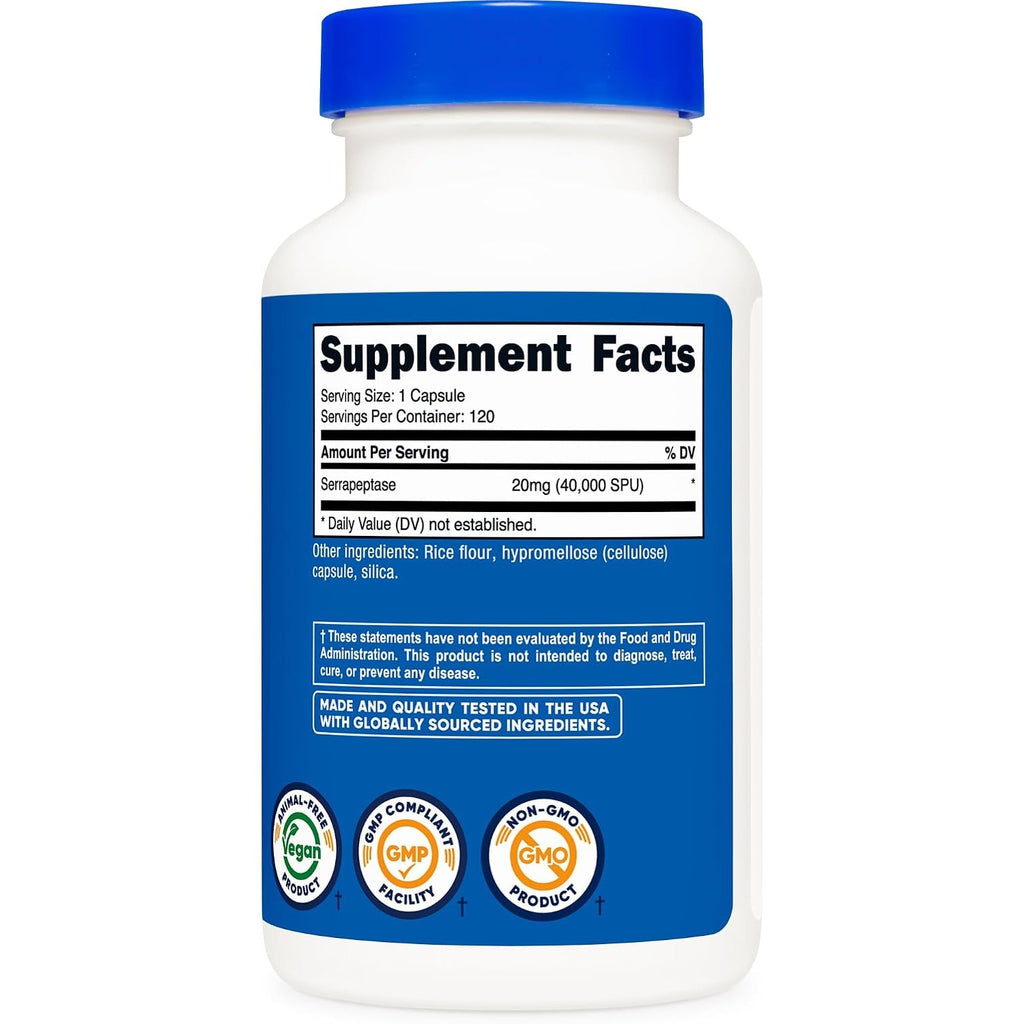 Nutricost Serrapeptasa 40,000 SPU 120 Cápsulas