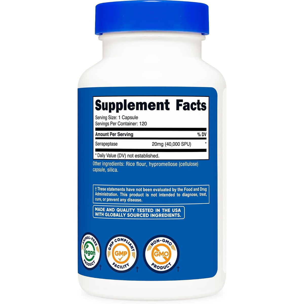 Nutricost Serrapeptasa 40,000 SPU 120 Cápsulas