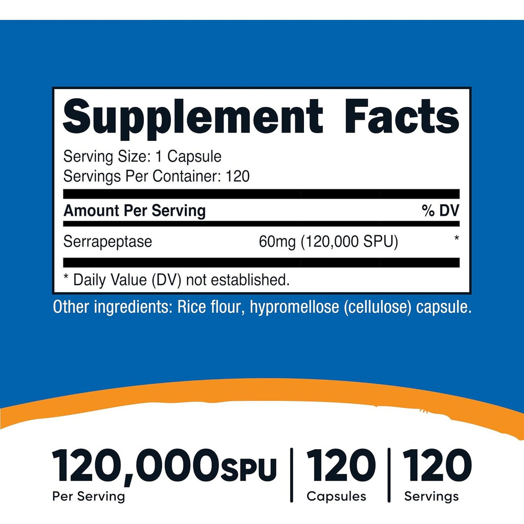 Nutricost Serrapeptasa 120,000 SPU 120 Cápsulas