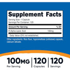 Nutricost Ácido R-Alfa Lipoico 100 mg 120 Cápsulas Vegetales
