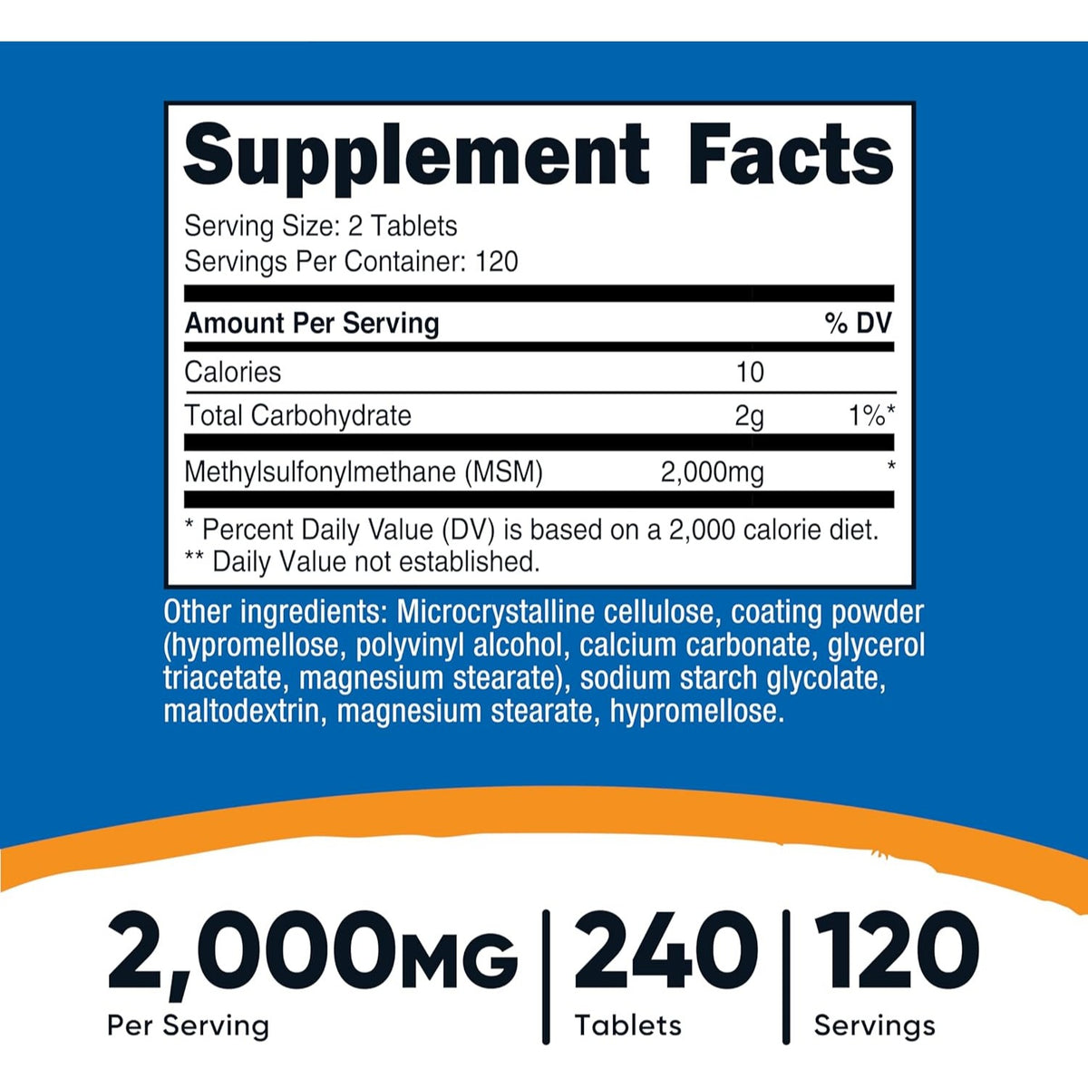 Nutricost MSM 2000 mg 240 Tabletas