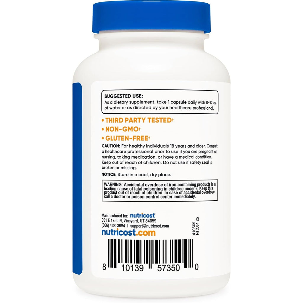 Nutricost Hierro Quelado Ferrochel 18 mg 240 Cápsulas
