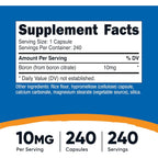 Nutricost Boro 10 mg 240 Cápsulas Vegetales