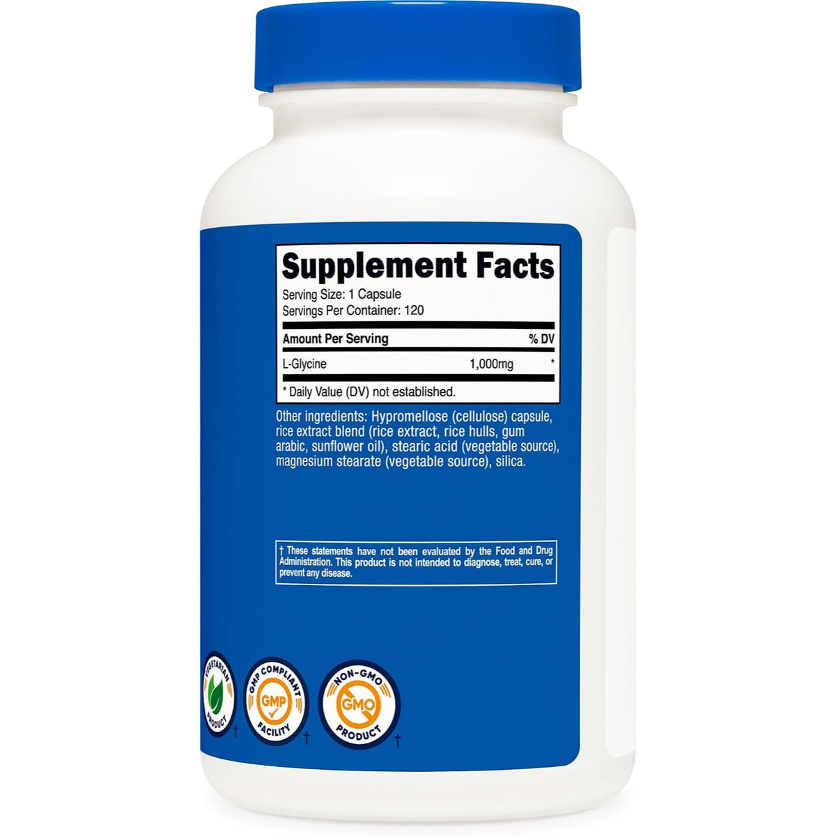 Nutricost L-Glicina 1000 mg 120 Cápsulas Vegetales