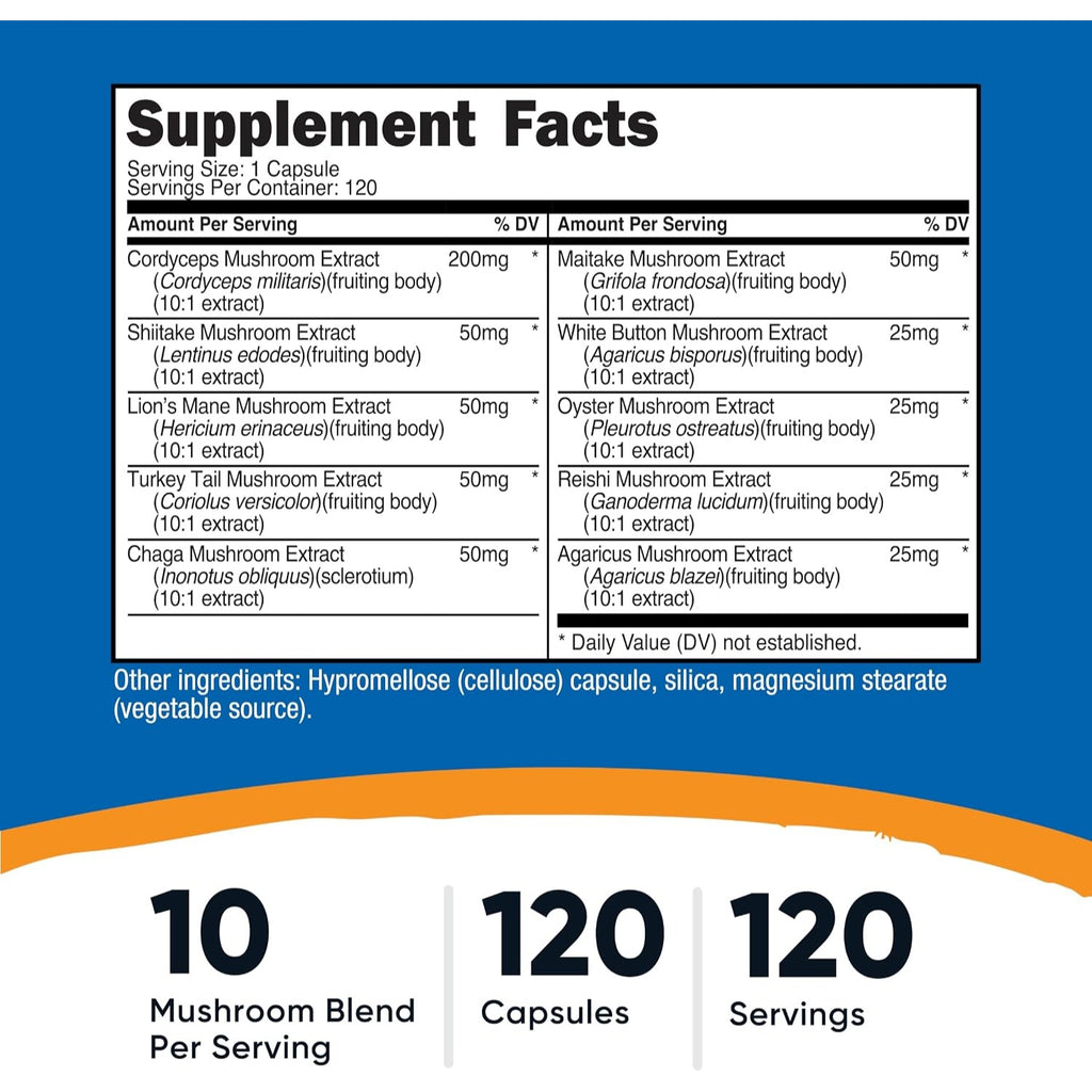 Nutricost Complejo de Hongos 5500 mg 120 Cápsulas