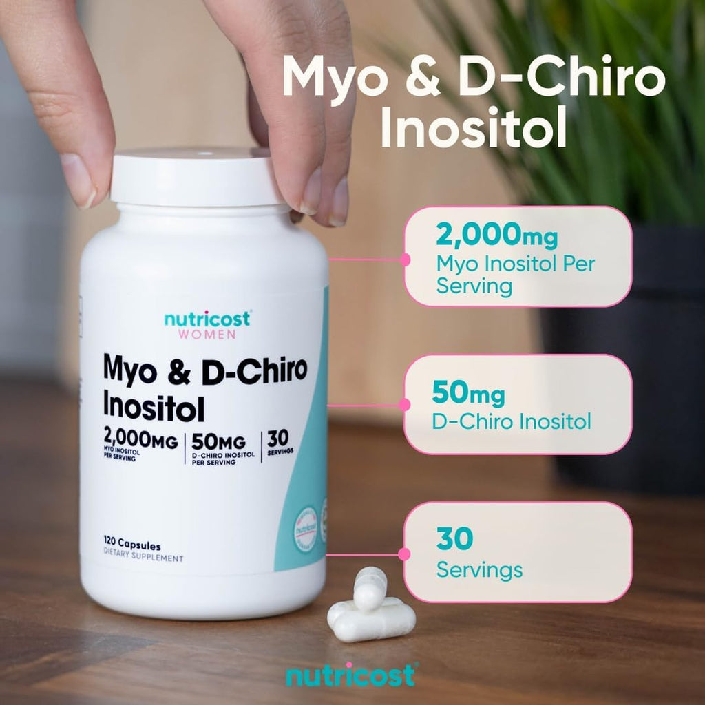 Nutricost Mio-inositol y D-chiro-inositol Equilibrio Hormonal, Salud Reproductiva y Metabólica 120 Cápsulas