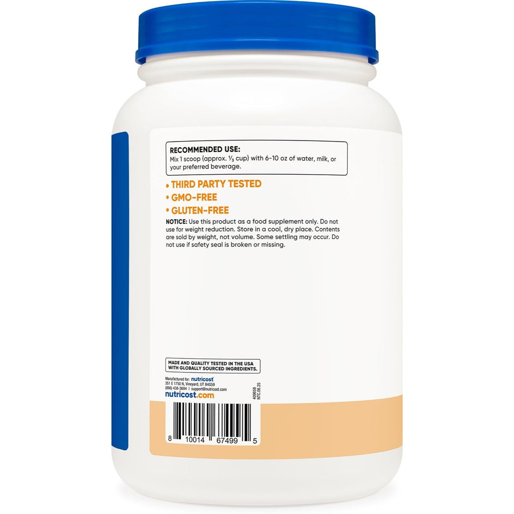 Nutricost Proteína Aislada de Suero (Whey Isolate) 907 g Polvo Sabor Masa de Pastel
