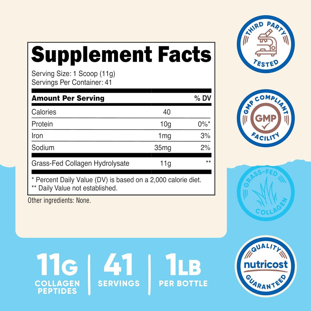 Nutricost Péptidos de Colágeno Bovino en Polvo 454 g