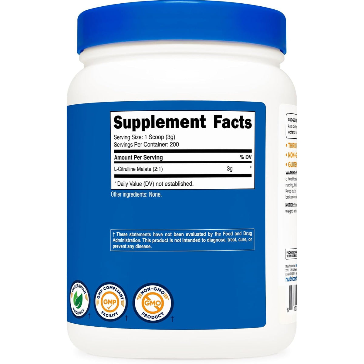 Nutricost Malato de L-Citrulina 2:1 en Polvo 600 g