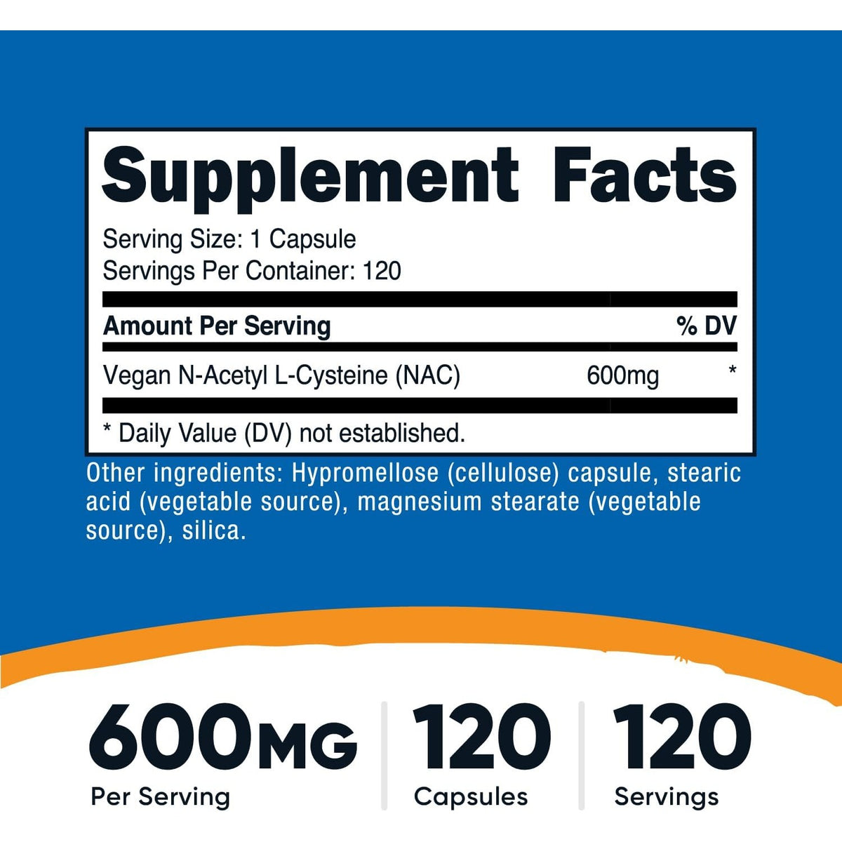 Nutricost NAC N-acetil L-cisteína 600 mg 120 Cápsulas