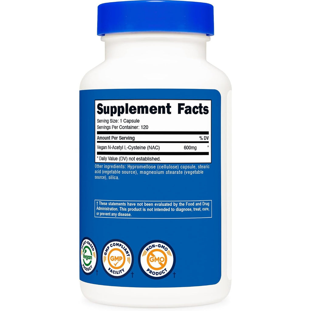 Nutricost NAC N-acetil L-cisteína 600 mg 120 Cápsulas