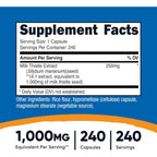 Nutricost Cardo Mariano 250 mg 240 Cápsulas Vegetales