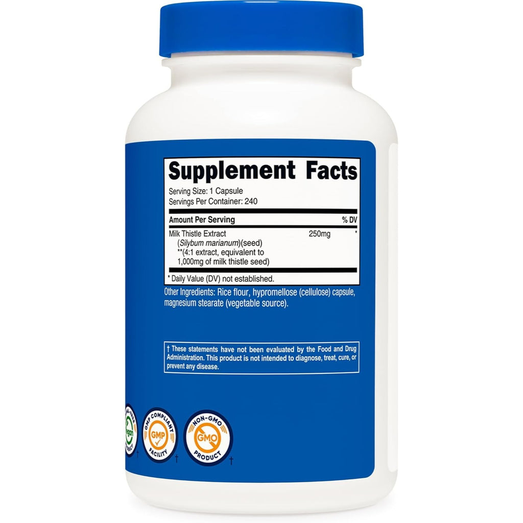 Nutricost Cardo Mariano 250 mg 240 Cápsulas Vegetales