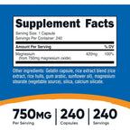 Nutricost Óxido de Magnesio 750 mg 240 Cápsulas