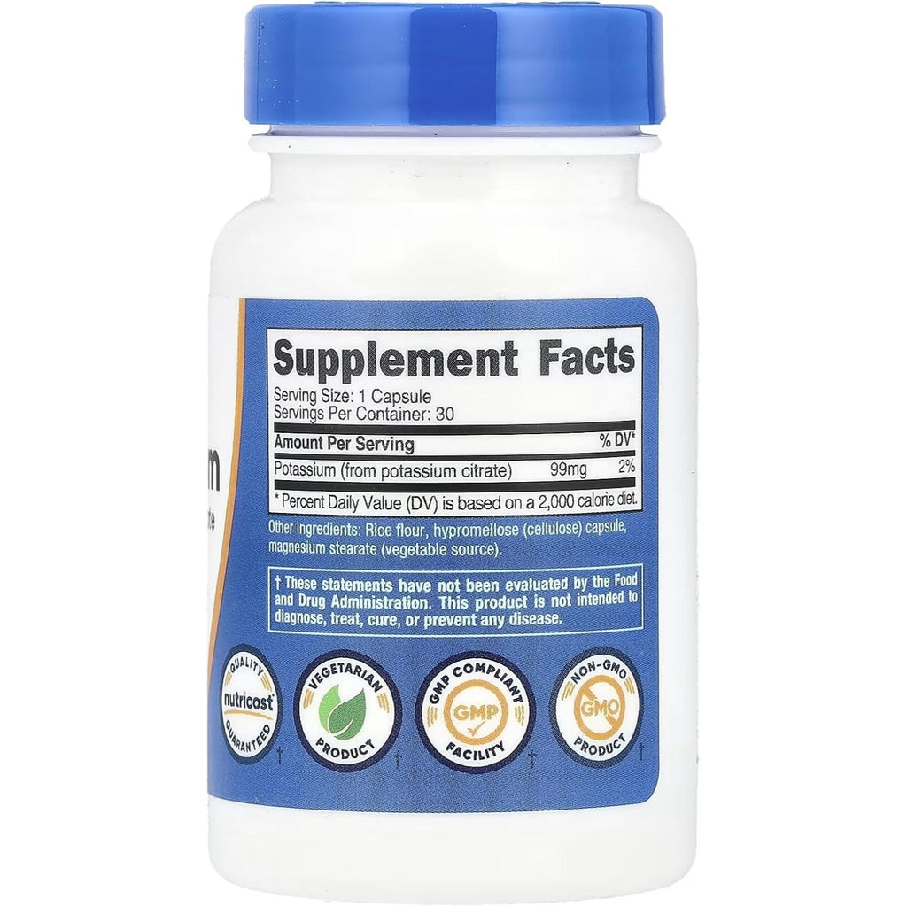 Nutricost Citrato de Potasio 99 mg 30 Cápsulas